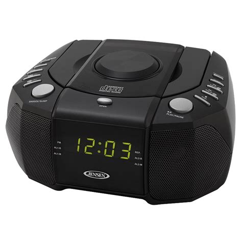 Jensen Compact Dual Alarm Clock Radio With Toploading Cd Player