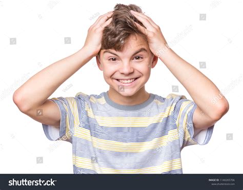 Close Emotional Portrait Caucasian Teen Boy Stock Photo 1140265706
