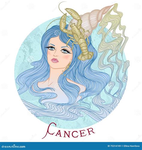 Astrological Sign Of Cancer As A Beautiful Girl Stock Vector