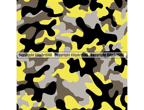 Yellow Camo Camouflage Seamless Pattern War Print Military Etsy