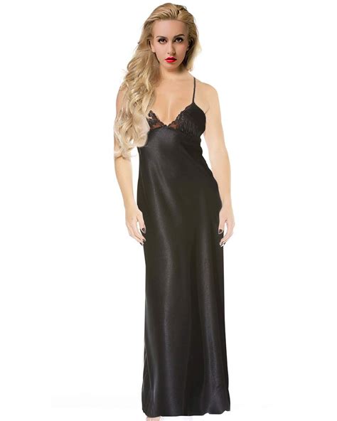 Buy Etaoline Women Satin Nightgown Lace Lingerie Trimmed Full Length Slip Dress Online At