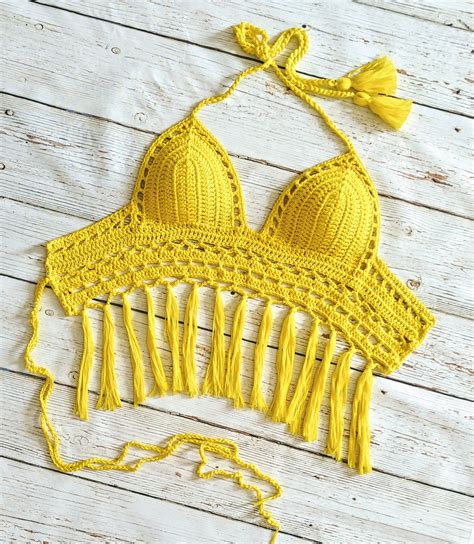 Handmade Crocheted Bikini Top Soft Cotton Yarn Crochet Top Crochet
