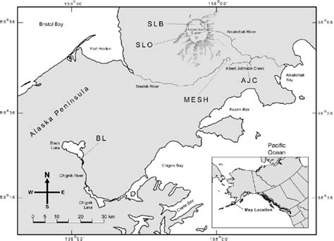 Map Of Aniakchak National Monument And Preserve And Black Lake Showing The Five Study 