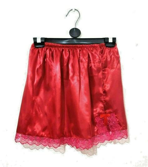 Red Mini Satin Underskirt Uk Size 6 18 Glossy Sissy Waist Slip Half Slip Cosplay Ebay