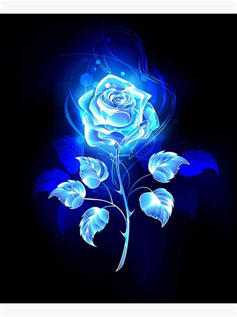 Glowing Neon Blue Rose Sticker For Sale By Reesdesigns Redbubble