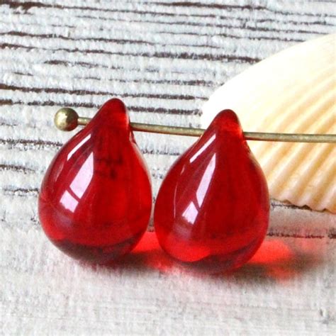 X Mm Large Glass Teardrop Beads For Jewelry Making Czech Etsy