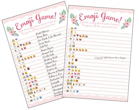 This free printable wedding movies emoji pictionary quiz is a perfect game for romantic movie lovers and those who love to watch wedding movies. Bridal Shower Emoji Game Fun Unique Games DIY PDF Wedding