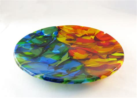 Semi Circles Fused Glass Plate Etsy Fused Glass Plates Fused Glass Art Fused Glass Wall Art