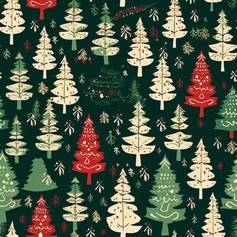 Premium Ai Image Christmas Tree Seamless Pattern Tileable Holiday