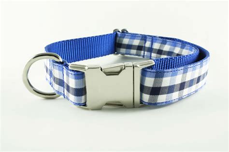 Royal Blue And Navy Gingham Collar Bonjour Fido Gingham Dog