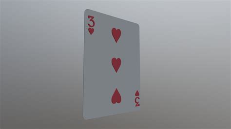 three of hearts playing card 3d model by fakush [d8e136d] sketchfab