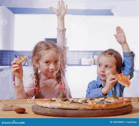 We Love Pizza Cute Little Girls Best Friends Eating Pizza Food