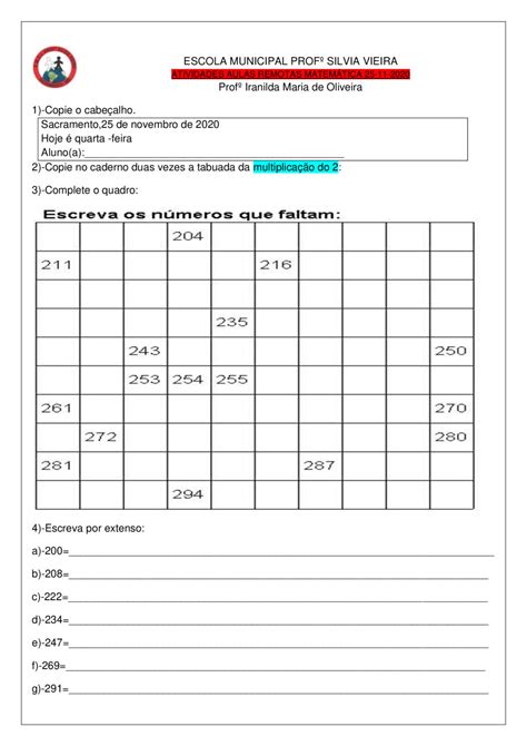 2º Ano Plano De Aula E Atividades De MatemÁtica MultiplicaÇÃo E