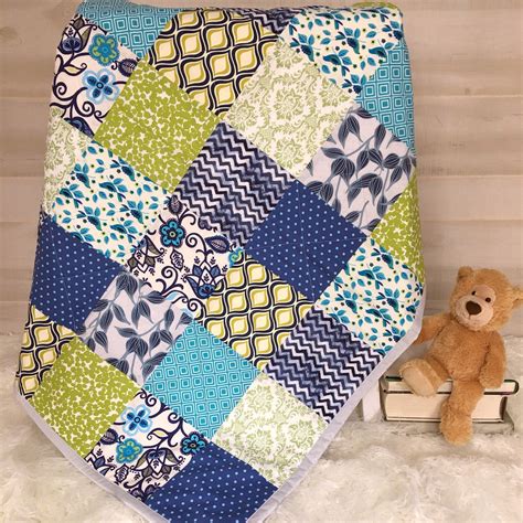 Baby Blankets Personalized For A Boy On A Patchwork Baby Etsy