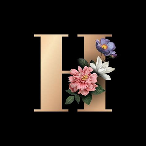 H letter images · h.my best friend. Classic and elegant floral alphabet font letter H | free image by ...