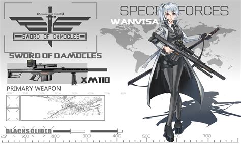 Wallpaper Drawing Gun Anime Girls Blue Eyes Short Hair Weapon