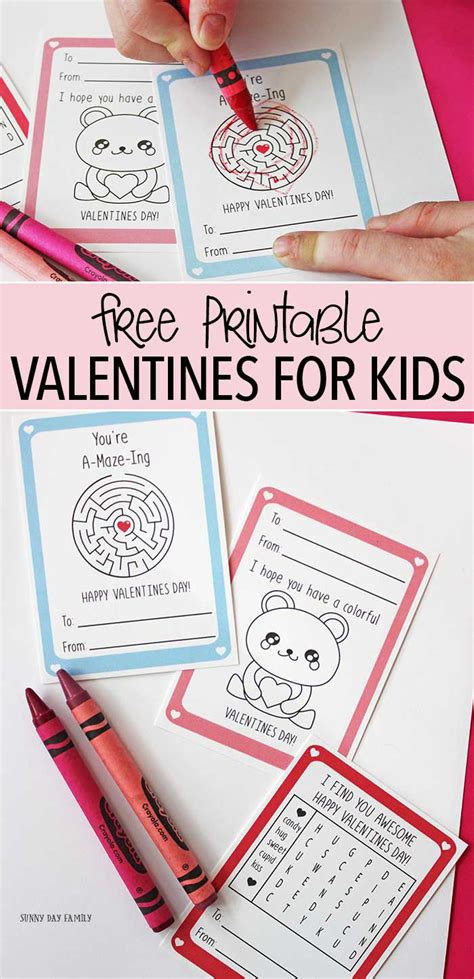 Fun Free Printable Valentine Cards For Kids With Activities Sunny