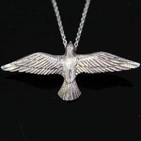 Soaring Bird Necklace In Solid Sterling Silver Vintage Flying Bird
