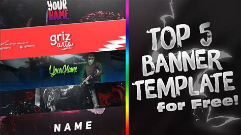 Top 5 Banner Template Free 1 Photoshop Cc And Cs6 Youtube
