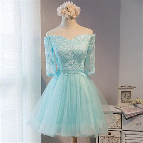 Off Shoulder Homecoming Dresses Lace Homecoming Dress Tiffany Blue