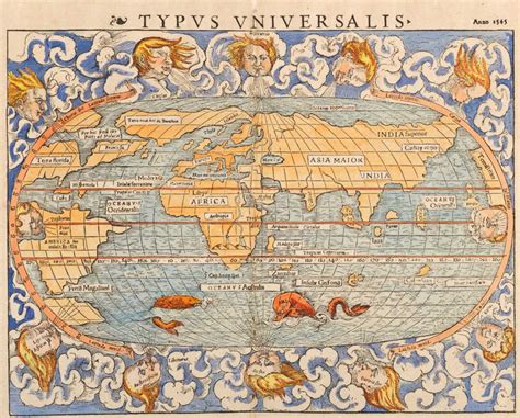 Early World Map Typus Universalis Anno 1545 For Sale — Buy Online