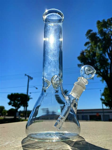 Hookah Water Pipe Heavy Glass 10 Tobacco Beaker Base Bong With ICE