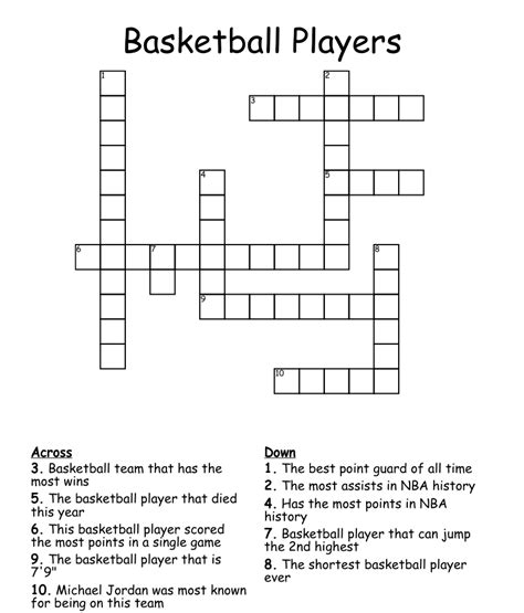 Basketball Players Crossword Wordmint
