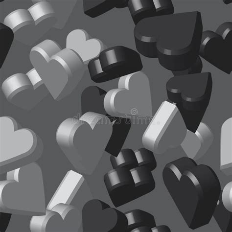 Grey Black Hearts Seamless Pattern Stock Vector Illustration Of Light