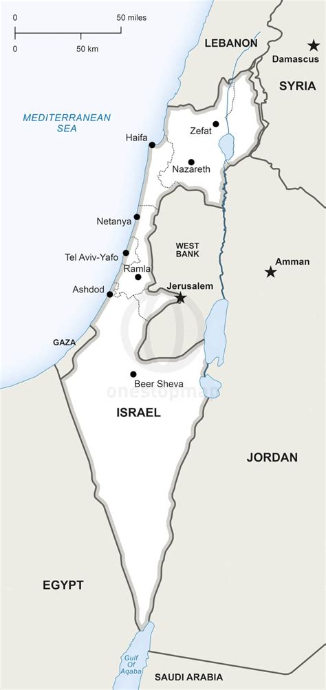 Central intelligence agency unless otherwise noted. Vector Map of Israel political | One Stop Map