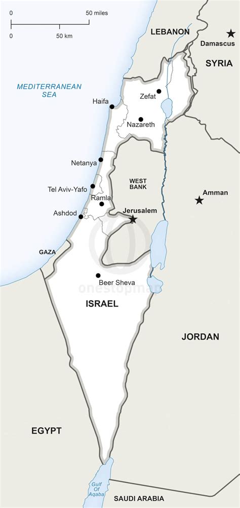 The state of israel is a small yet diverse middle eastern country. Vector Map of Israel political | One Stop Map