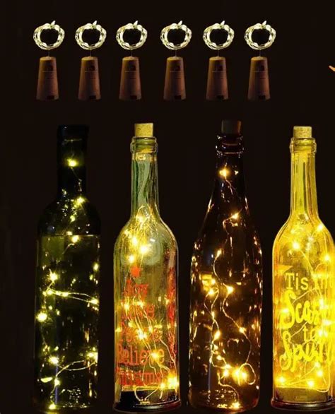 led copper lamp wire wine bottle cork battery operated micro fairy string lights 2m glow party