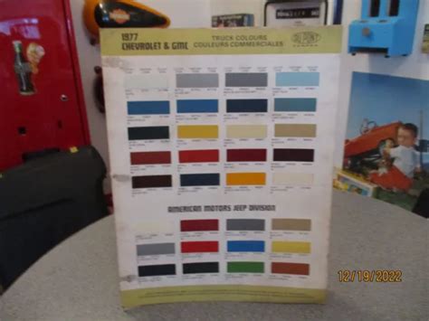 Paint Color Reference Sample Paint Chips 1977 Gmc Chevrolet Trucks And