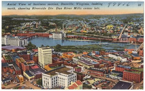 Aerial View Of Business Section Danville Virginia Looking North