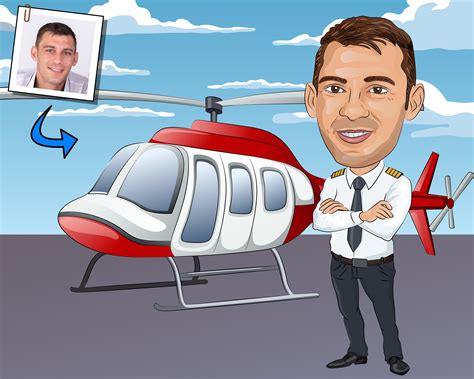 Helicopter Pilot T Custom Caricature Portrait From Your Etsy