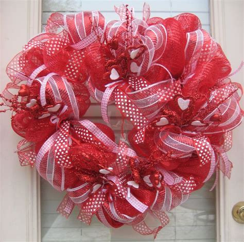 Valentine Mesh Tulle And Ribbon Wreath On A Heart Shape Wire Frame