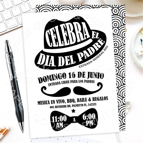 Invitación Digital Día Del Padre Diseño Posterior Flyer Etsy España