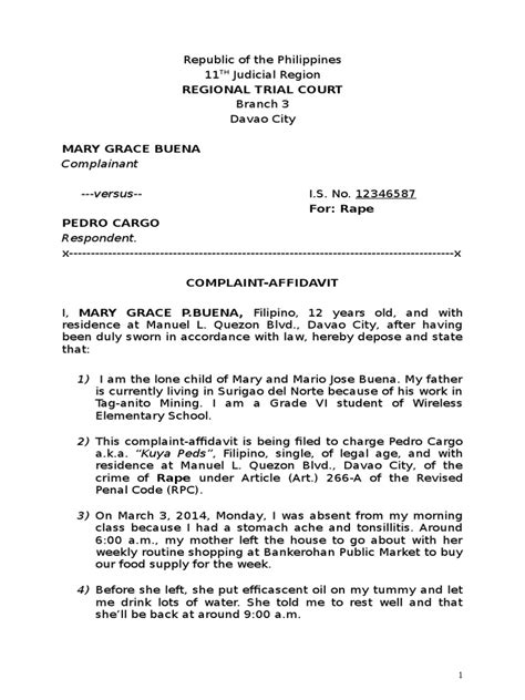 PDF Complaint Affidavit Buena Vs Cargo DOKUMEN TIPS