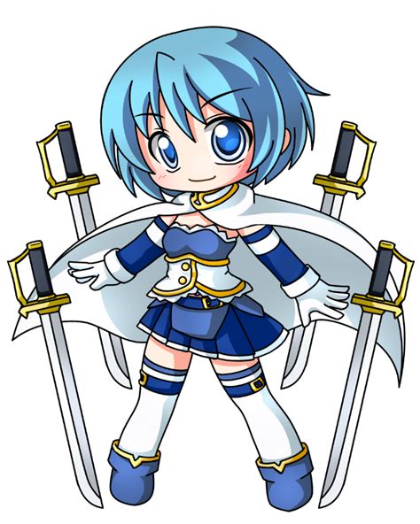 Safebooru 1girl Blue Dress Blue Eyes Blue Hair Chibi Dress Mahou Shoujo Madoka Magica Miki