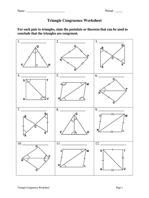 Triangle Congruence Proof Worksheet