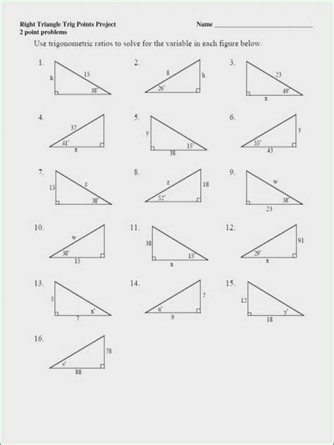 Trigonometry involves calculating angles and sides in triangles. Awesome Trigonometric Ratios In Right Triangles Worksheet Solving For X in Trig Ratios Worksheet