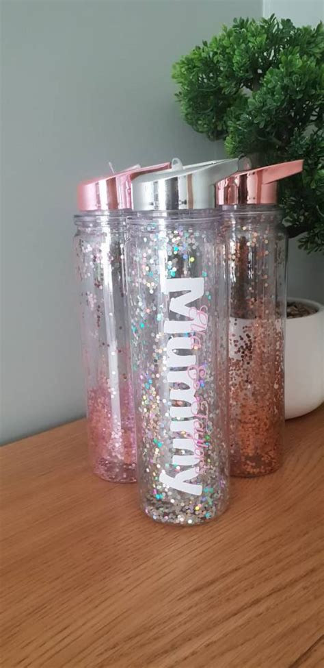 Personalised Glitter Water Bottle Free Uk Delivery Etsy