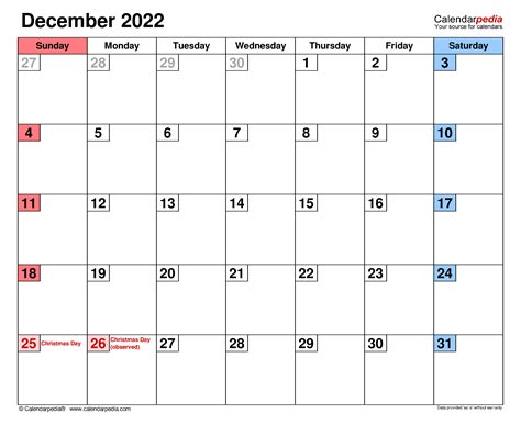 December 2022 Calendar Editable Word Printable Calendar 2023