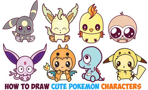 Learn How To Draw Cute Kawaii Chibi Pokemon Characters Easy Step By