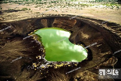 Green Lake In A Volcanic Crater Aerial View Suguta Valley Kenya