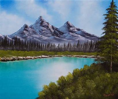 Mountain Mountains Paintings Painting Oil Lake Kantri