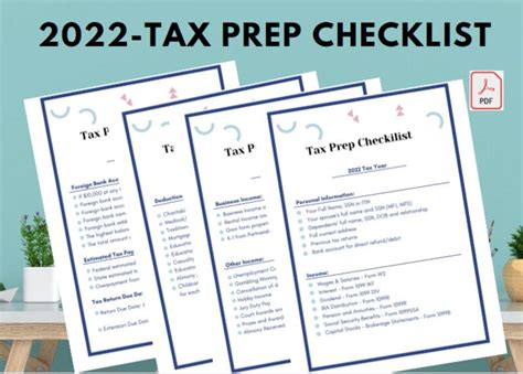 2022 Tax Preparation Checklist Tax Prep Checklist Tax Prep Etsy