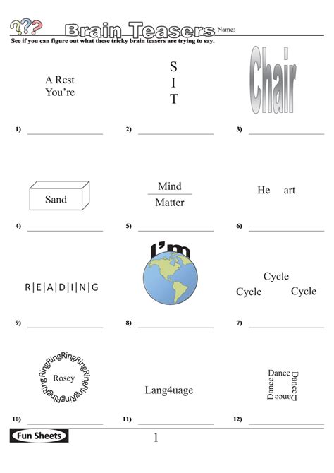 Brain Teasers Logic Puzzle Template With Answer Key Download Printable