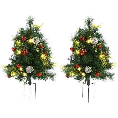 Homcom 225in Christmas Tree 2 Pack Outdoor Pre Lit Artificial Pine