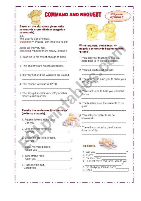 Command And Request ESL Worksheet By Allbright
