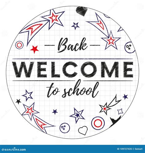 Welcome Back To School Sticker Or Banner Vector Illustration Stock